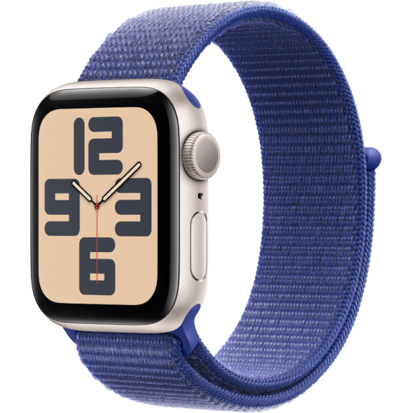 Apple Watch Series SE 2024 44mm Starlight Aluminum Case with Ultramarine Sport Loop